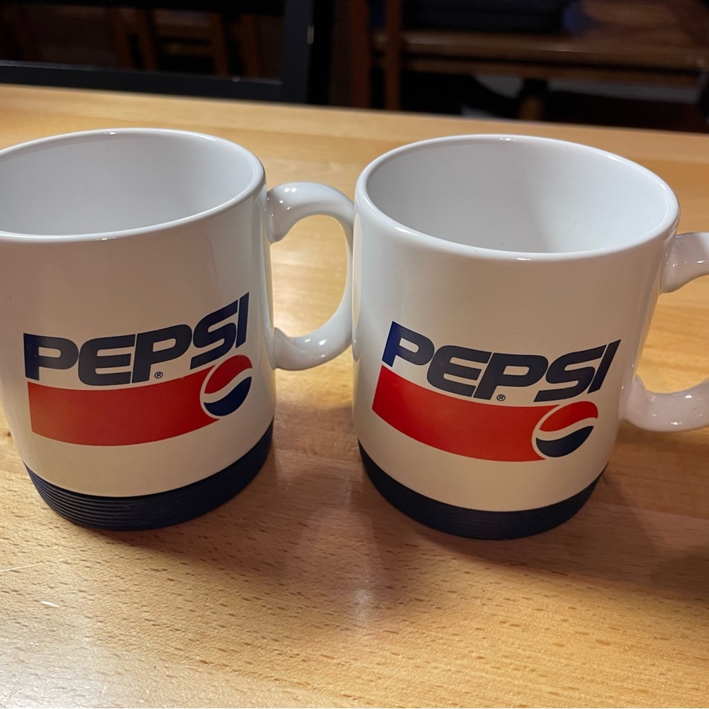 Vintage Pepsi Red, White, and Blue Logo Mugs